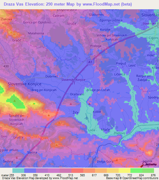 Draza Vas,Slovenia Elevation Map