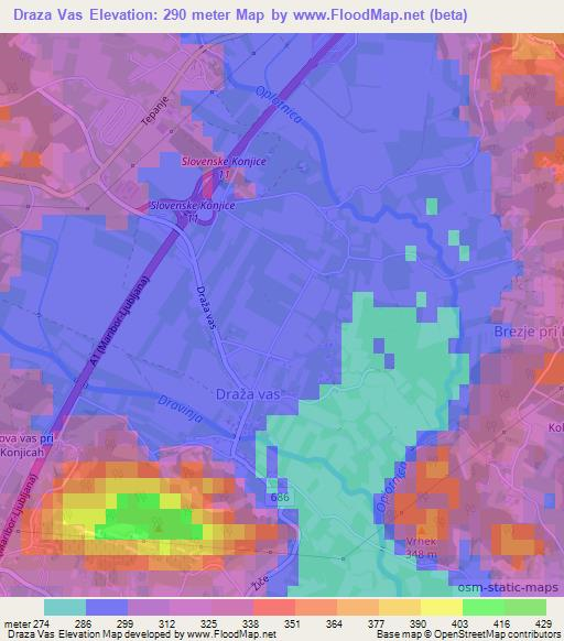 Draza Vas,Slovenia Elevation Map
