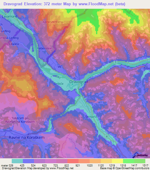 Dravograd,Slovenia Elevation Map