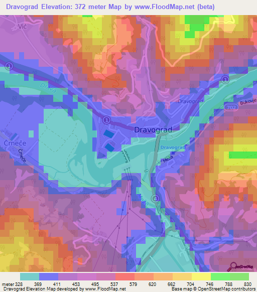 Dravograd,Slovenia Elevation Map