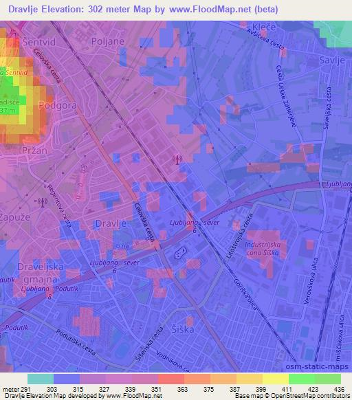 Dravlje,Slovenia Elevation Map