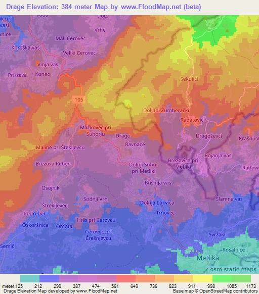 Drage,Slovenia Elevation Map