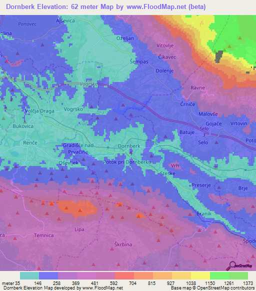 Dornberk,Slovenia Elevation Map