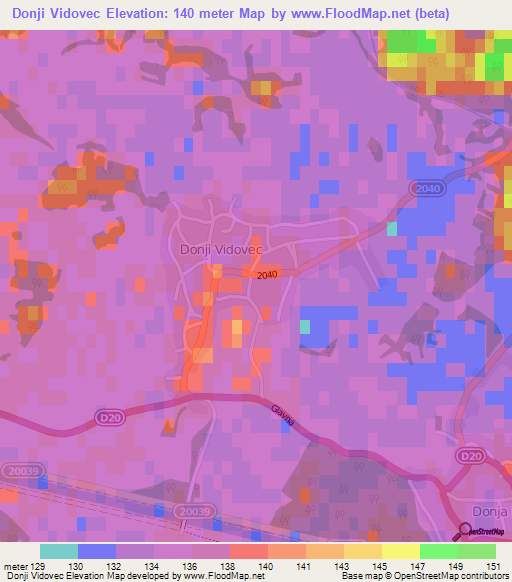 Donji Vidovec,Croatia Elevation Map