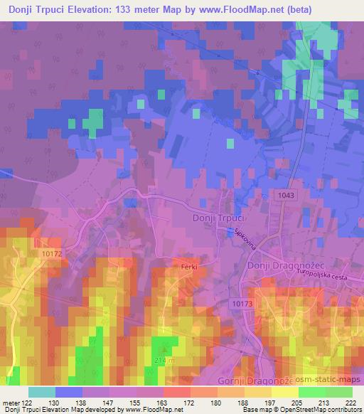 Donji Trpuci,Croatia Elevation Map