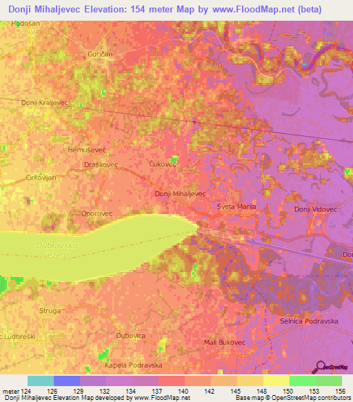 Donji Mihaljevec,Croatia Elevation Map