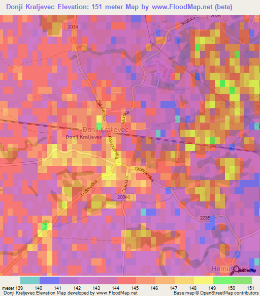 Donji Kraljevec,Croatia Elevation Map