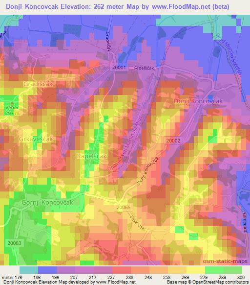 Donji Koncovcak,Croatia Elevation Map