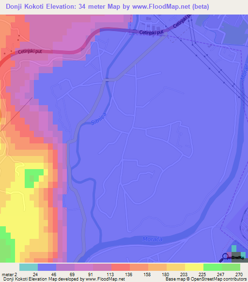 Donji Kokoti,Montenegro Elevation Map