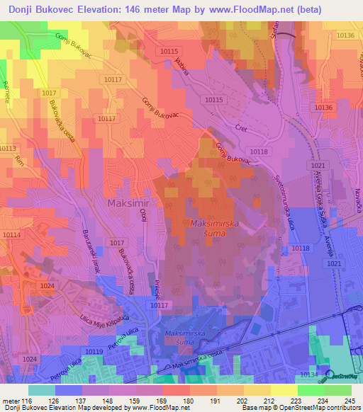 Donji Bukovec,Croatia Elevation Map