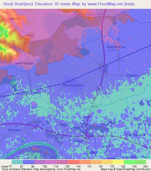 Donji Andrijevci,Croatia Elevation Map