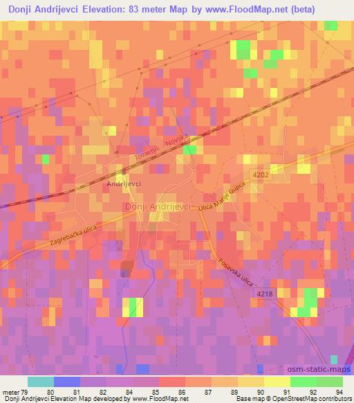 Donji Andrijevci,Croatia Elevation Map