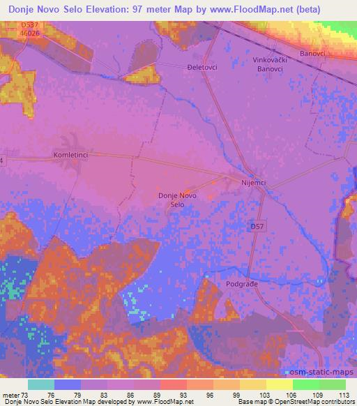 Donje Novo Selo,Croatia Elevation Map