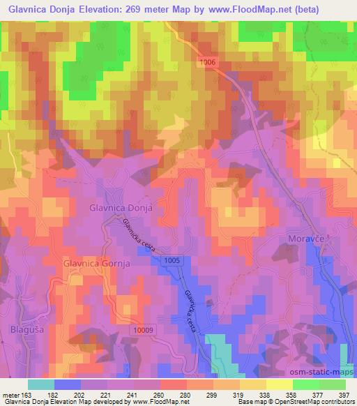 Glavnica Donja,Croatia Elevation Map