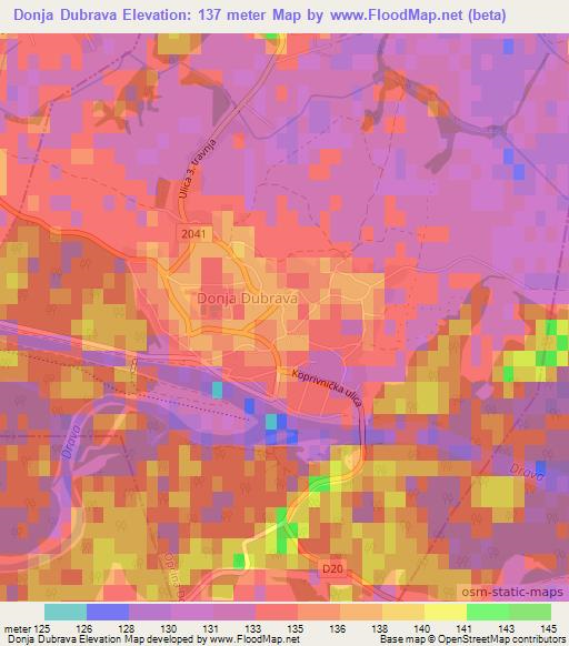 Donja Dubrava,Croatia Elevation Map