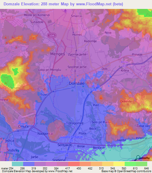 Domzale,Slovenia Elevation Map