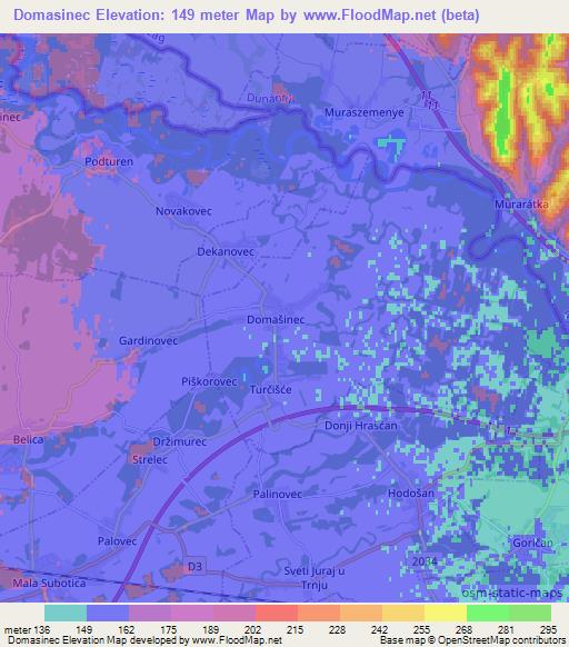 Domasinec,Croatia Elevation Map