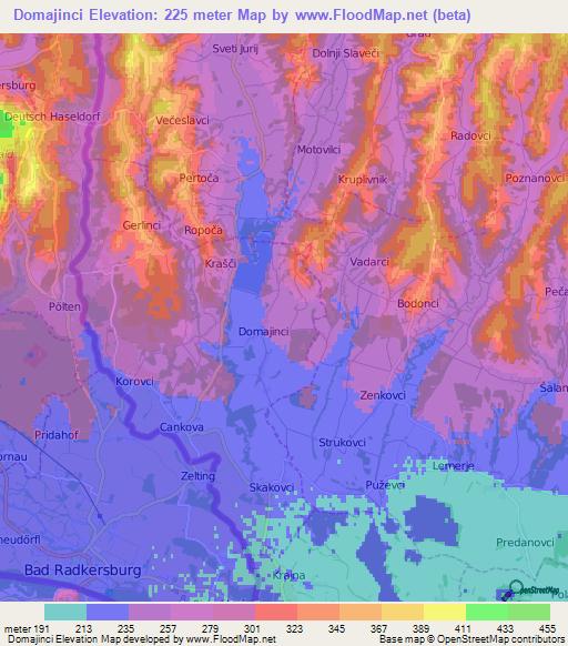 Domajinci,Slovenia Elevation Map