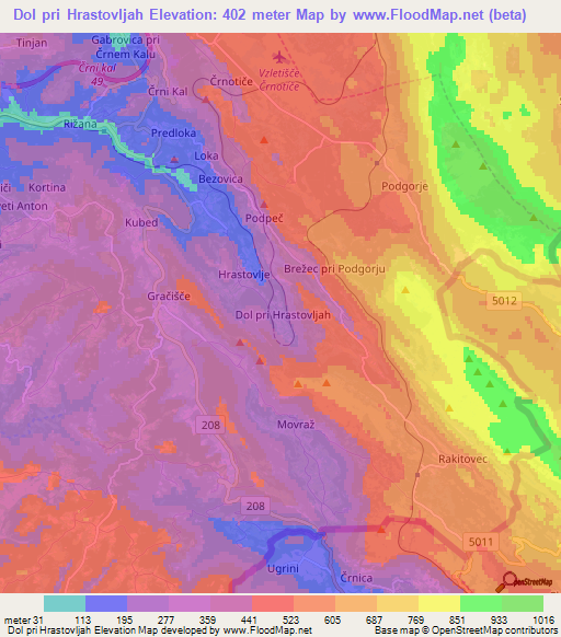 Dol pri Hrastovljah,Slovenia Elevation Map