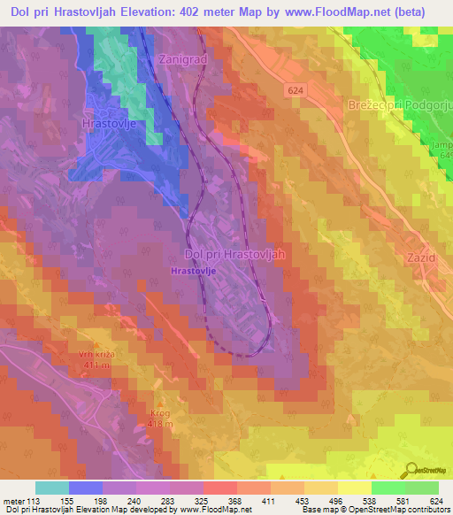 Dol pri Hrastovljah,Slovenia Elevation Map