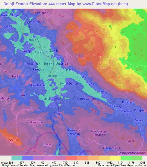 Dolnji Zemon,Slovenia Elevation Map