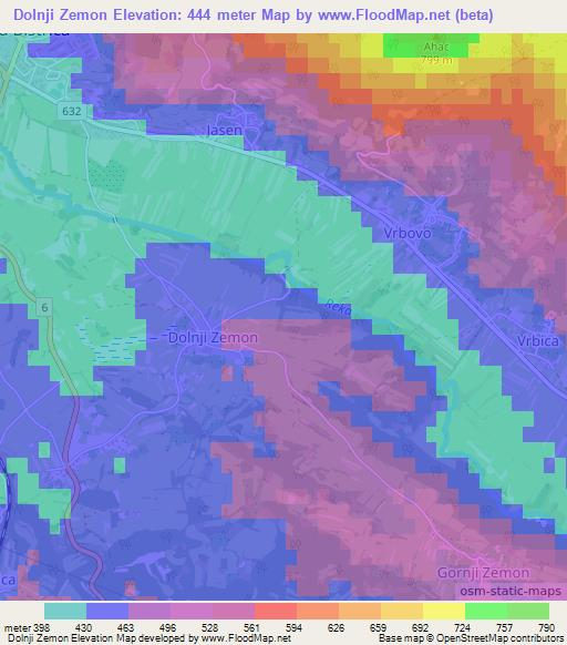 Dolnji Zemon,Slovenia Elevation Map