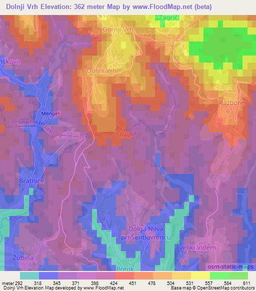 Dolnji Vrh,Slovenia Elevation Map