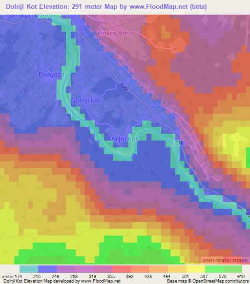 Dolnji Kot,Slovenia Elevation Map