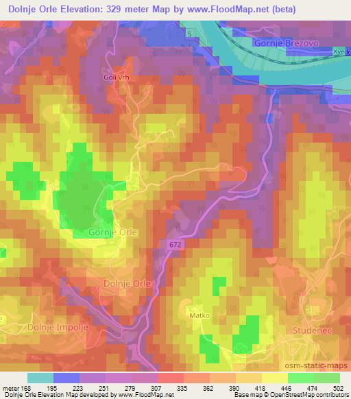 Dolnje Orle,Slovenia Elevation Map