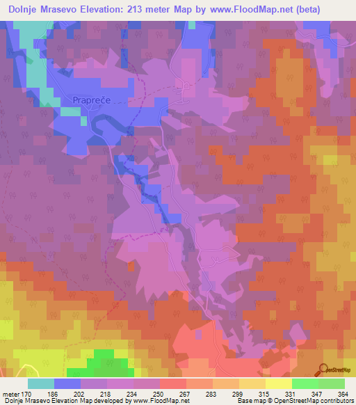 Dolnje Mrasevo,Slovenia Elevation Map