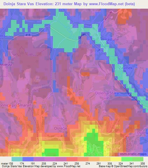 Dolnja Stara Vas,Slovenia Elevation Map