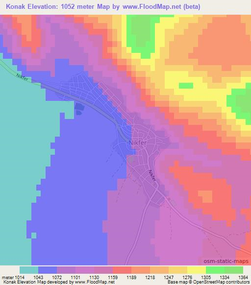 Konak,Turkey Elevation Map