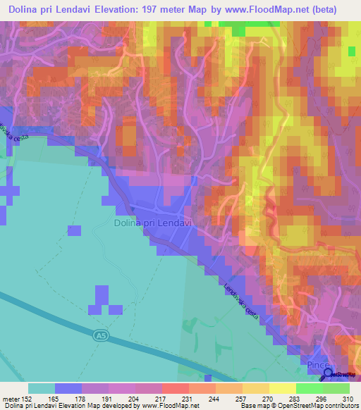 Dolina pri Lendavi,Slovenia Elevation Map