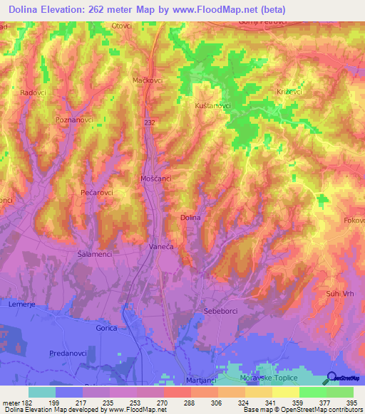 Dolina,Slovenia Elevation Map