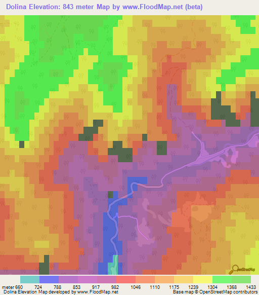 Dolina,Slovenia Elevation Map