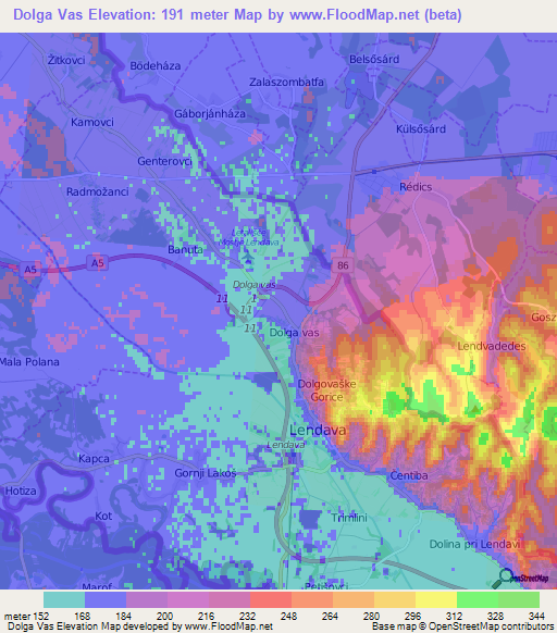 Dolga Vas,Slovenia Elevation Map