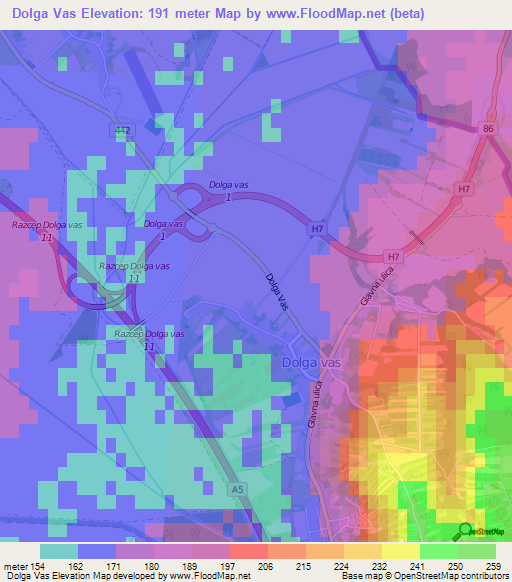 Dolga Vas,Slovenia Elevation Map