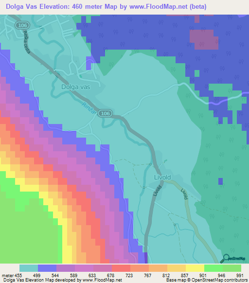 Dolga Vas,Slovenia Elevation Map