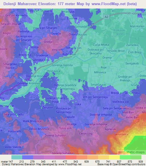 Dolenji Maharovec,Slovenia Elevation Map