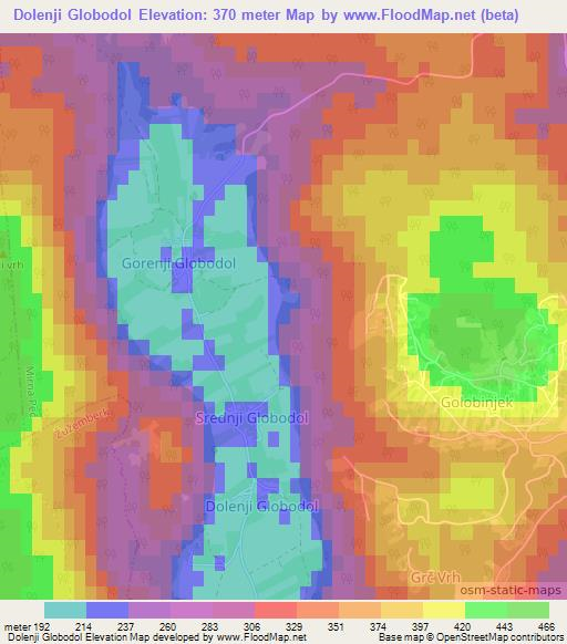 Dolenji Globodol,Slovenia Elevation Map