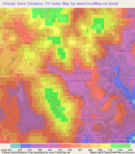 Dolenje Selce,Slovenia Elevation Map