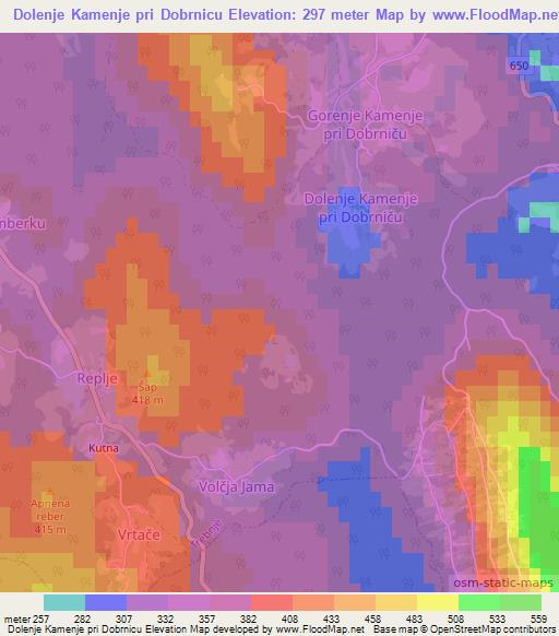 Dolenje Kamenje pri Dobrnicu,Slovenia Elevation Map