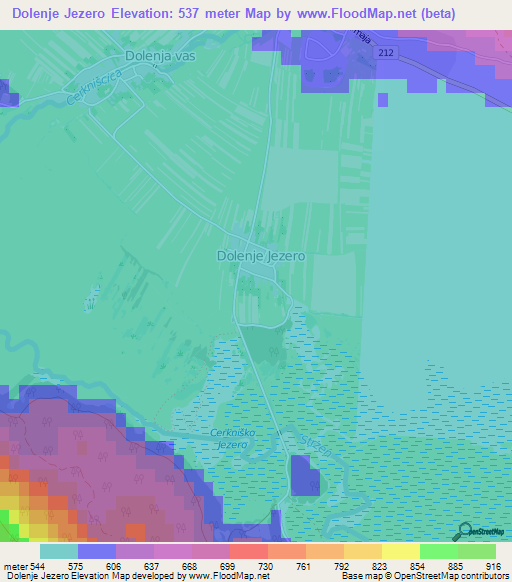 Dolenje Jezero,Slovenia Elevation Map