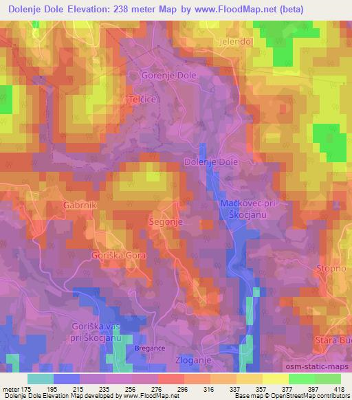 Dolenje Dole,Slovenia Elevation Map