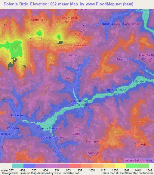 Dolenje Brdo,Slovenia Elevation Map