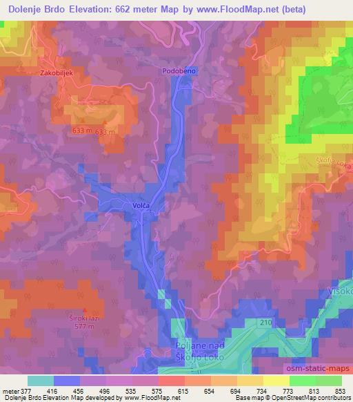 Dolenje Brdo,Slovenia Elevation Map