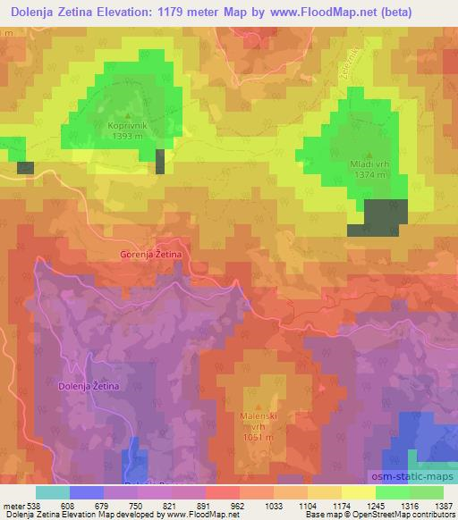 Dolenja Zetina,Slovenia Elevation Map