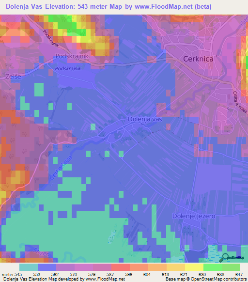 Dolenja Vas,Slovenia Elevation Map