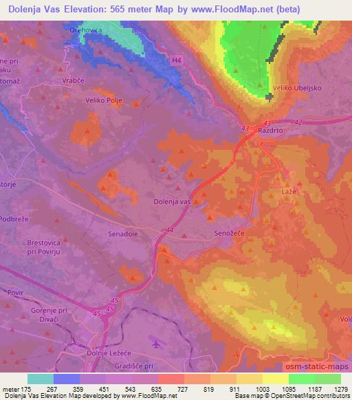 Dolenja Vas,Slovenia Elevation Map