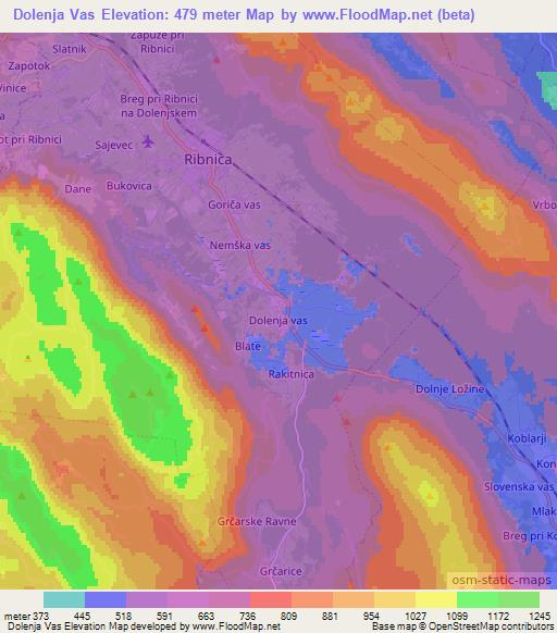 Dolenja Vas,Slovenia Elevation Map